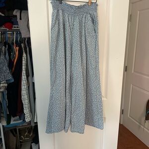 American Eagle Outfitters Blue Floral Wide Leg Pants
